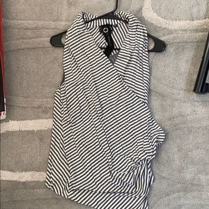 Drape front razor back stripe tank